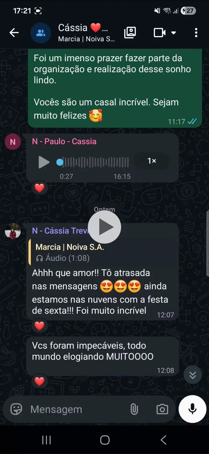 Depoimento em vídeo de casal atendido pela Noiva S.A.